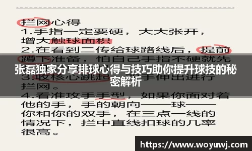 张磊独家分享排球心得与技巧助你提升球技的秘密解析