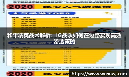和平精英战术解析：IG战队如何在边路实现高效渗透策略