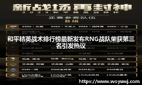 和平精英战术排行榜最新发布RNG战队荣获第三名引发热议